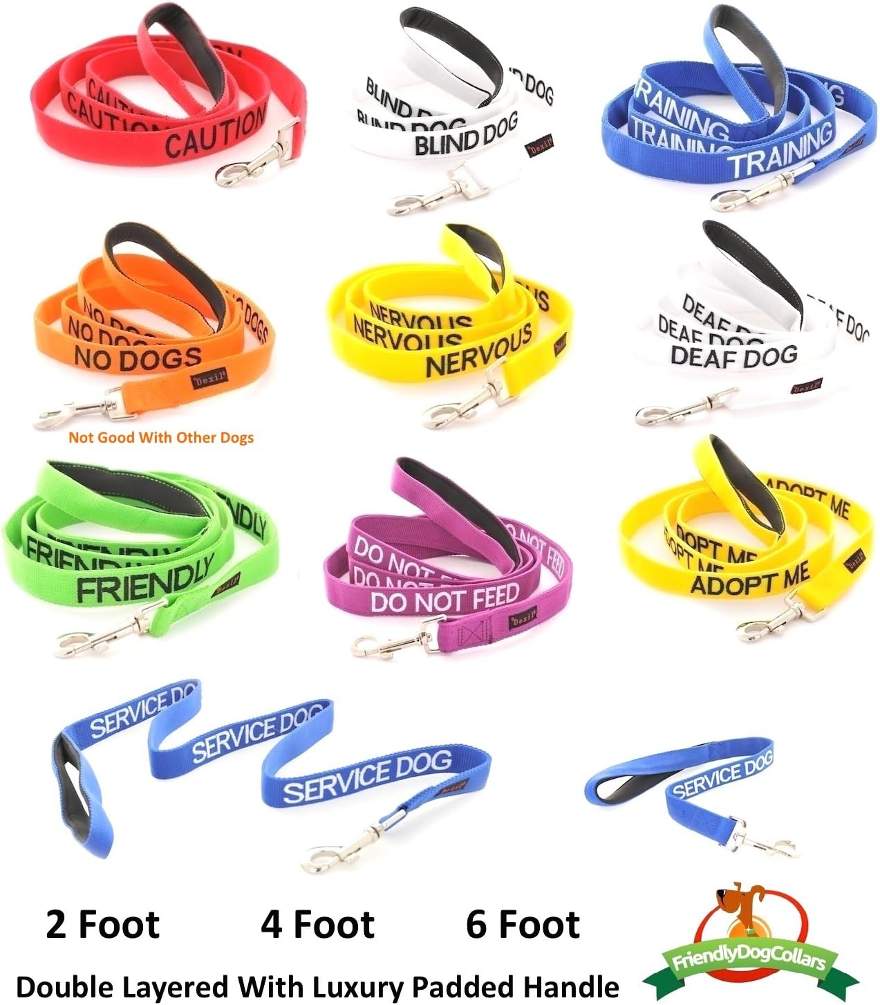 Dexil DEAF dog (Has Limited/No Hearing) White Warning Colour Coded Luxury Padded Personalised 1.2m 4ft Lead Leash To Prevent Accidents or Incidents. Award Winning - Image 3