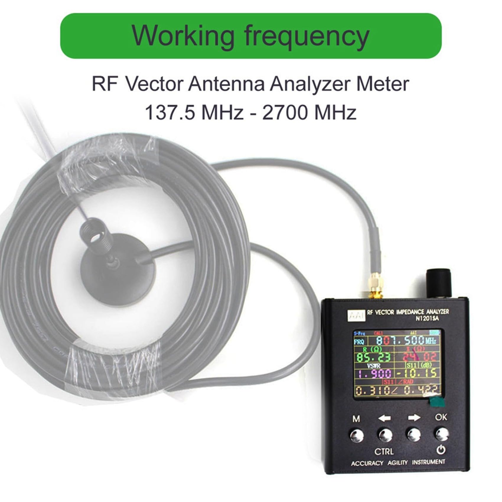 N1201SA 140MHz - 2.7GHz UV Vector Impedance ANT SWR Antenna Analyzer Meter Accessory Part Tester Resistance/Impedance/SWR
