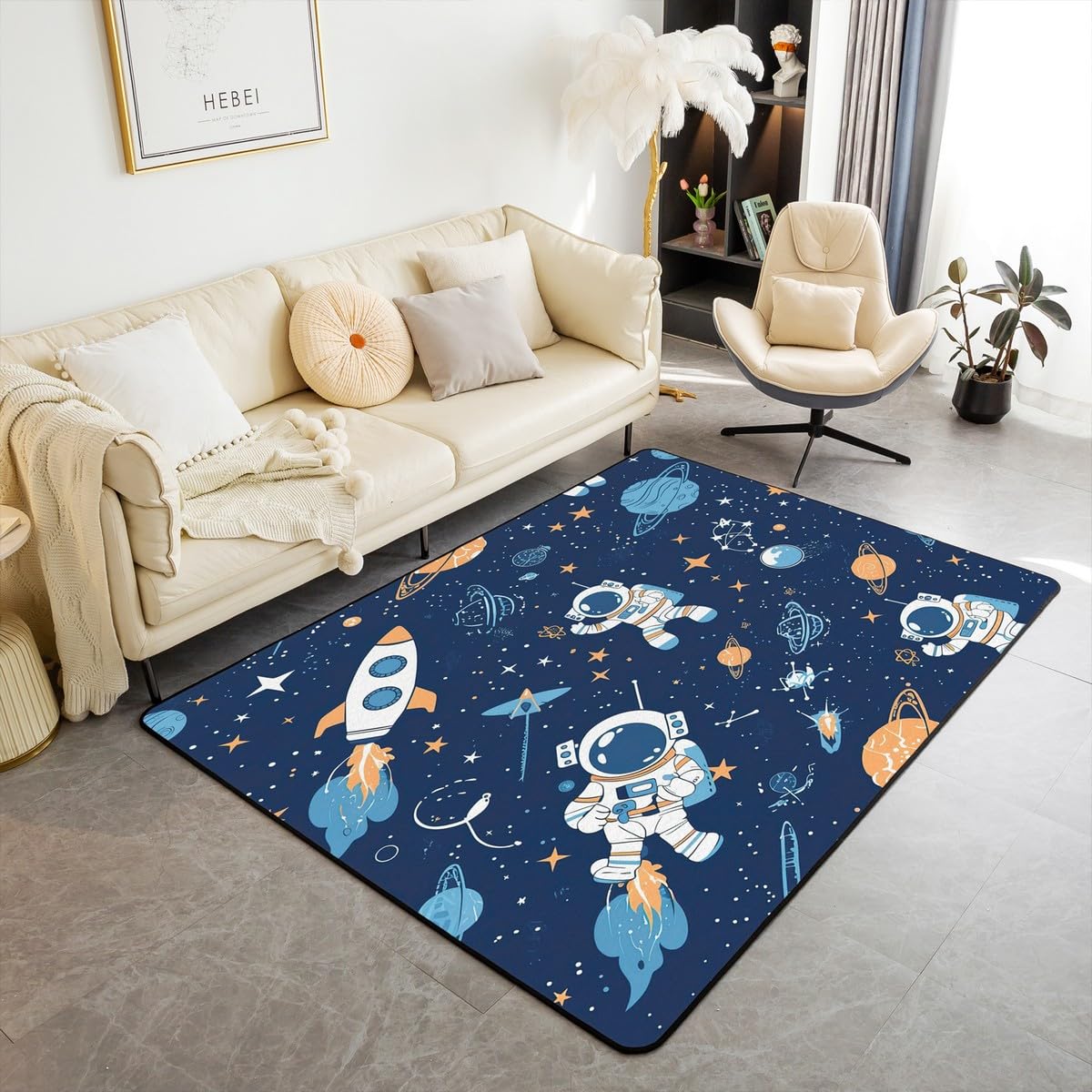 Tapis système solaire galaxie 150x200 pour créer un coin jeu enfant extérieur et intérieur