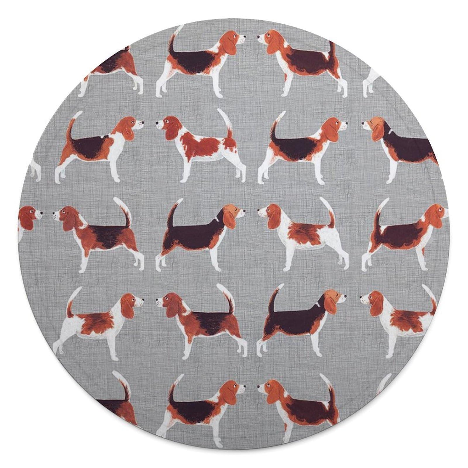 Plaid rond flanelle Beagle 150 cm anti-froid pour bureau et canapé