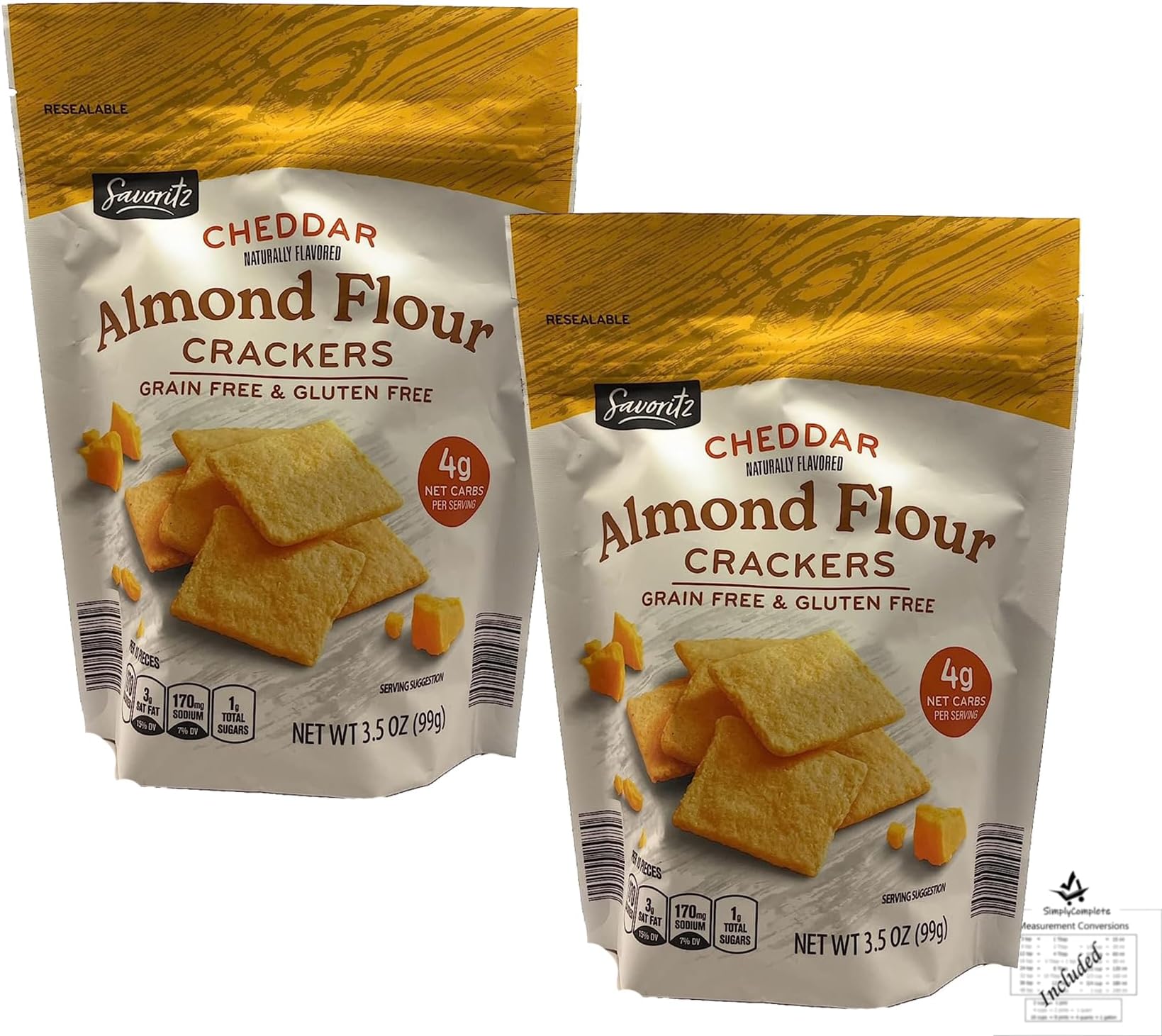 Savoritz Keto Cheddar Cheese Almond Flour Grain Gluten Free