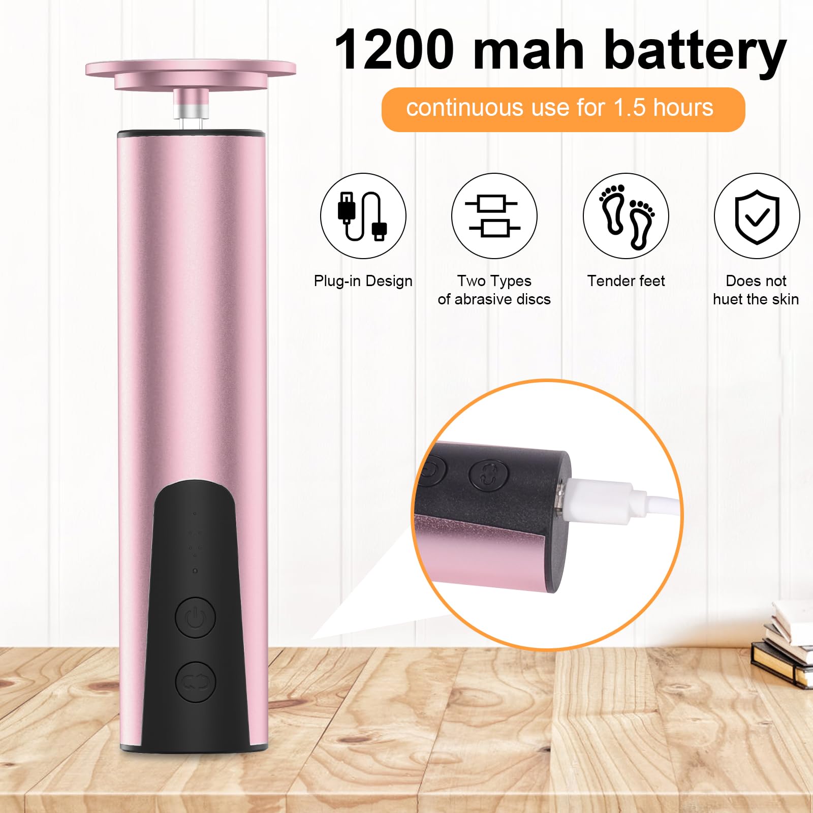Lima elettrica per la rimozione della pelle dura (oro rosa)