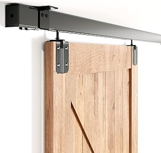 6FT Box Rail Hardware Heavy Duty Steel Sliding Barn Door Track, Ceiling Mount Kit, Fit Indoor and Exterior Door, Smoothly and Quietly Easy to Install
