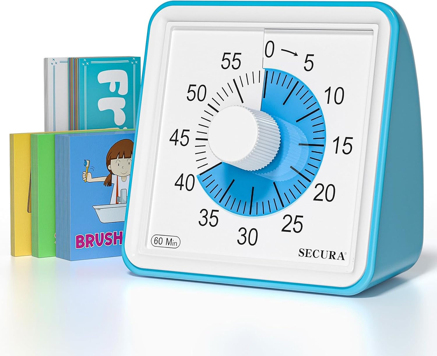 Secura 60 Minute Visual Timer with Time Schedule Task Cards, Autism Sensory Timer with to-Do List, ADHD Tools for School, Classroom, Home