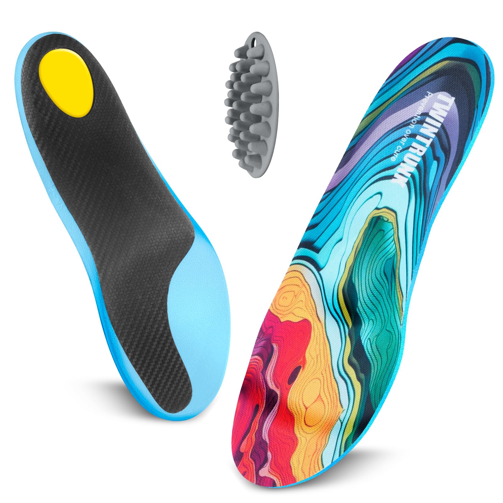 Plantar Fasciitis Insoles Arch Supports Orthotics Inserts,Shoe Insoles for Walking All Day,Added Cushioning,Thin Shoe Inserts for Athletic,Comfort & Walking Shoes,Men and Women