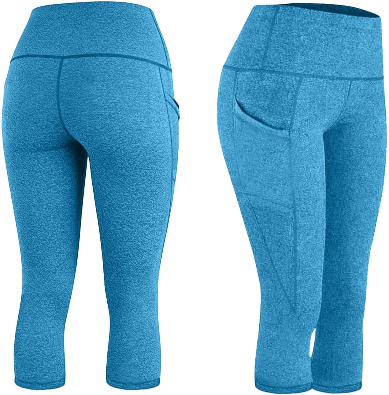 High Waisted Leggings with Pockets for Women Buttery Soft Capri Running Workout Yoga Pants Summer Clothes Outfits