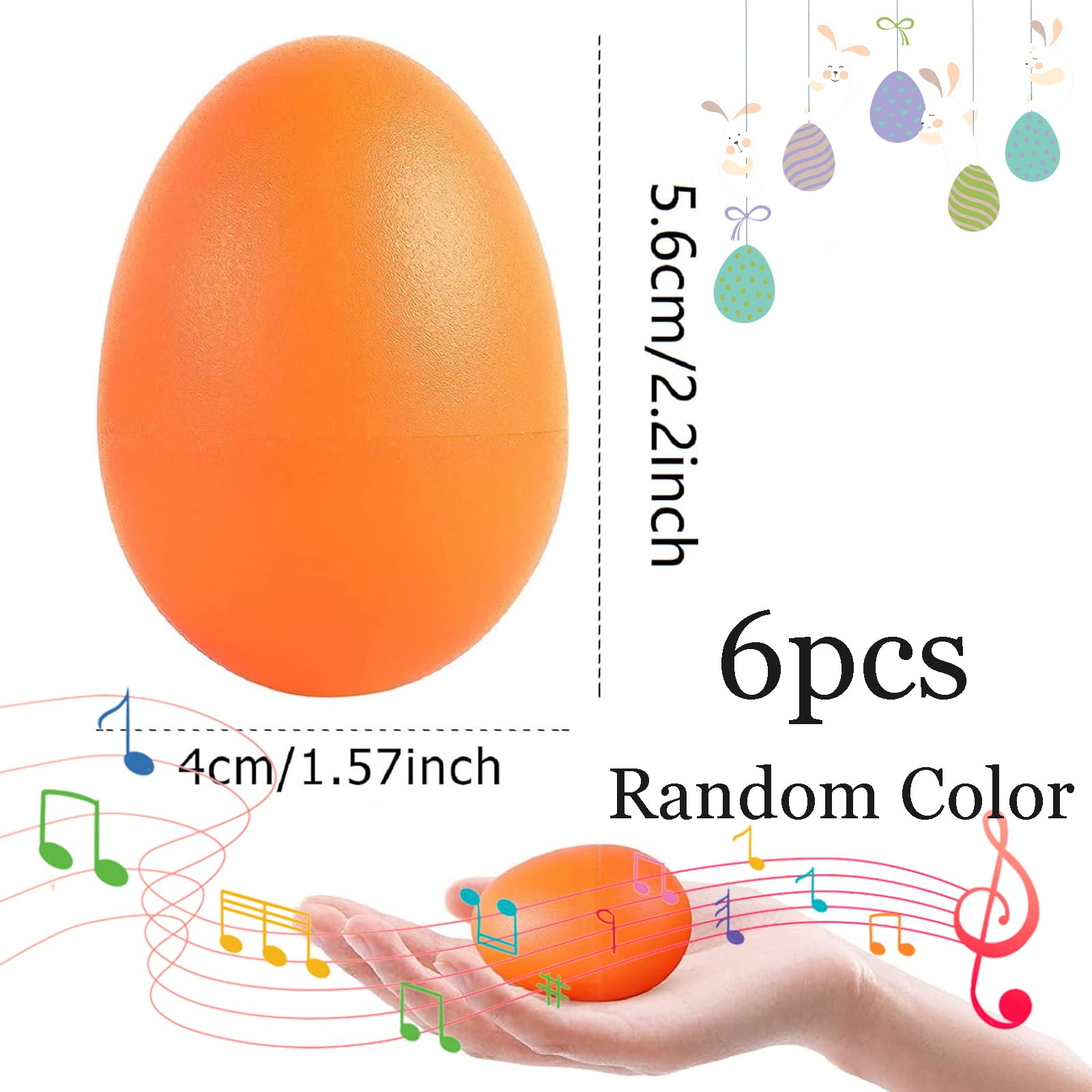 Shaker de Huevo,Maracas de Huevo,Maracas en Forma De Huevos,Huevos Musicales para Fiesta Infantil Cesta de Pascua Caza de Pascua,Musikinstrument Egg Shaker(6 Stück) — view 2