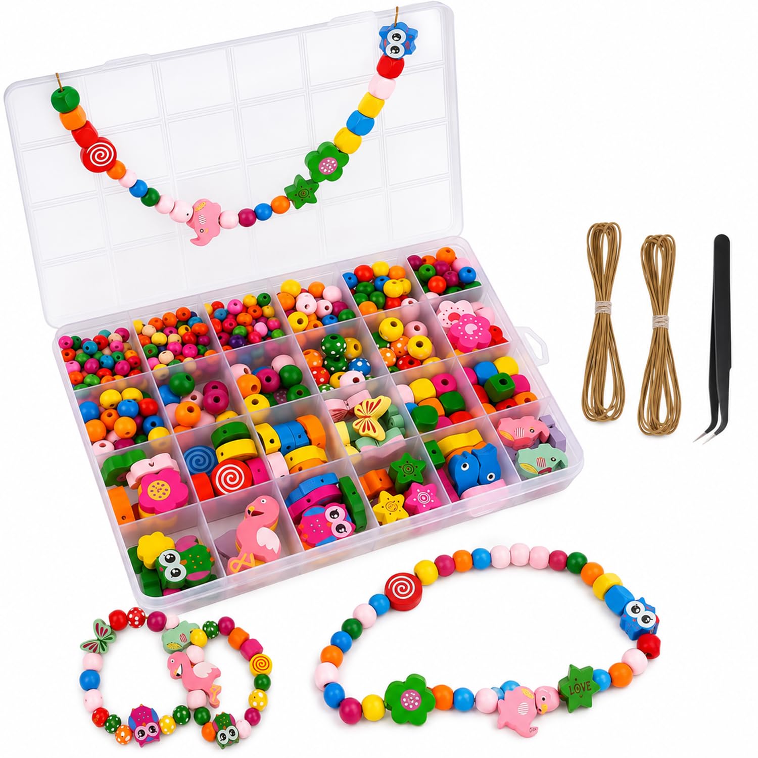 VIZIVOLT Bracelet Making Kit for Girls, Wooden Beads for Bracelet Making