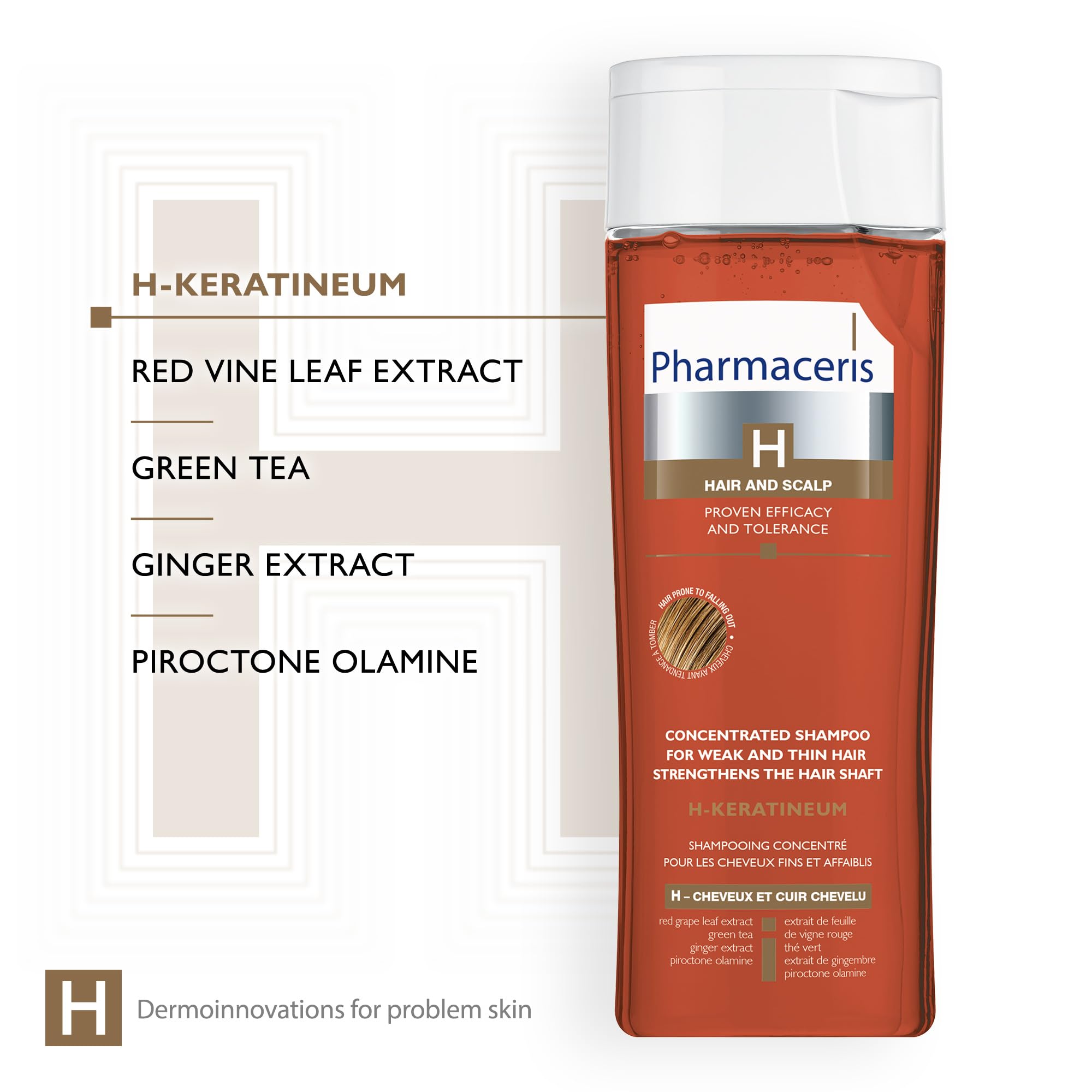 Pharmaceris H Keratineum, Concentrated Shampoo for Weak and Thin Hair for Sensitive Scalp Hair Strengthening - Image 3