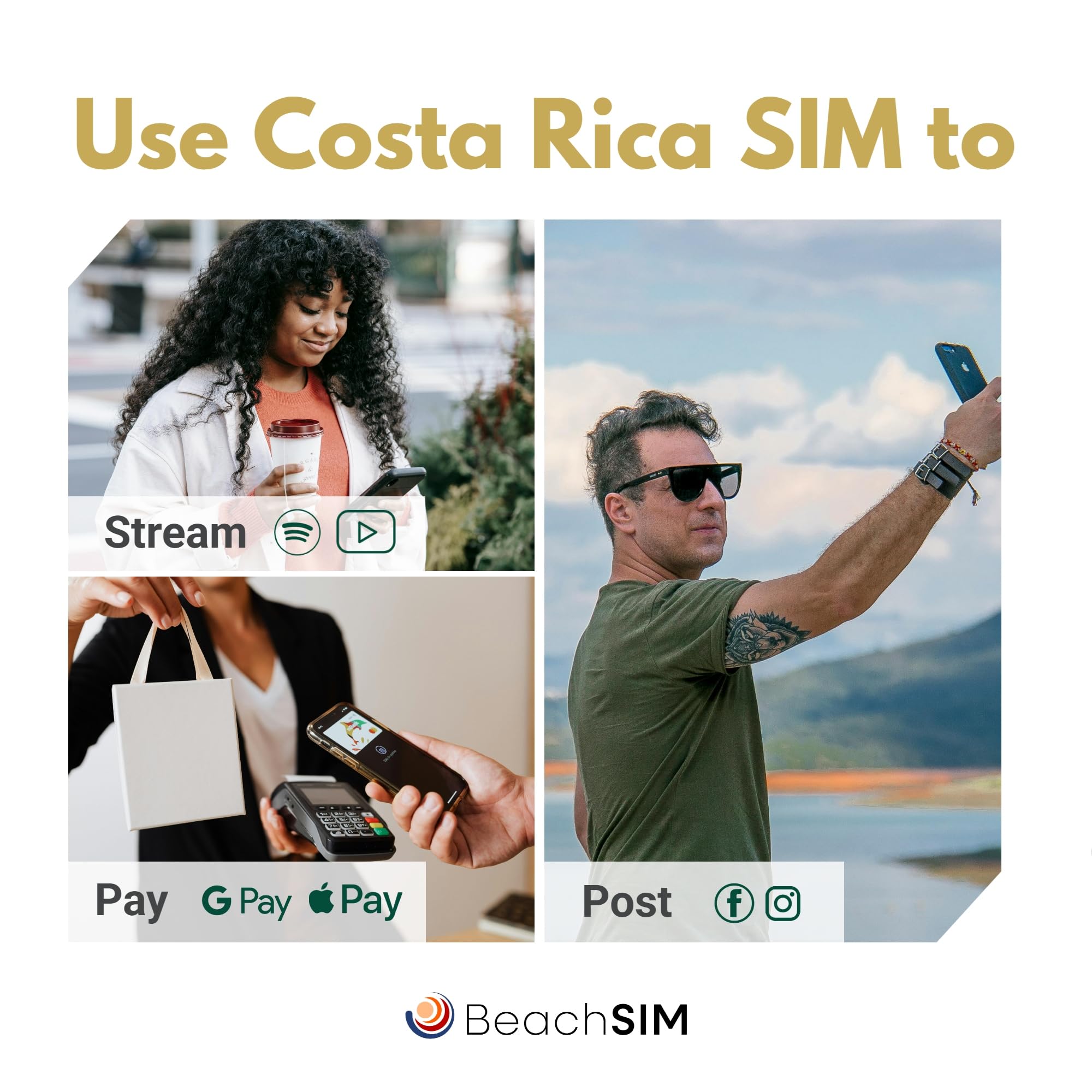 Costa Rica SIM Karte 30 Tage. 12 GB Daten mit 4G/5G-Netzwerken. Panama, Nicaragua und mehr als 9 Länder in Lateinamerika. Nur Prepaid-Daten.