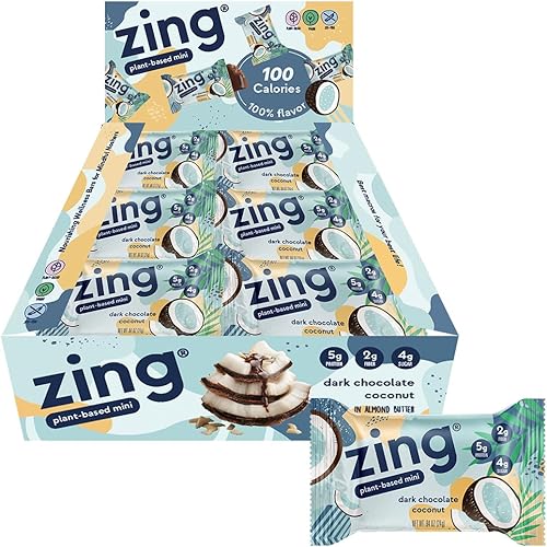 Zing Bars Minis de proteína de suero de leche  Mantequilla de maní de chocolate negro 18 unidades 100 calorías 003 onzas de proteína y 003 onzas de