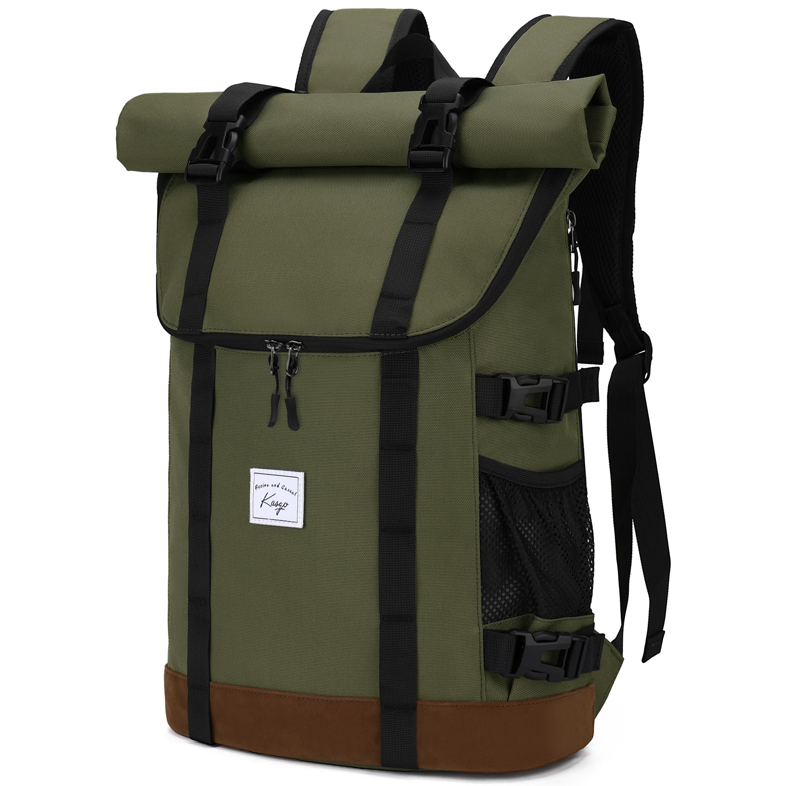 Sac à dos roll top vert militaire extensible de 33L pour ordinateur 15,6 pouces - 7