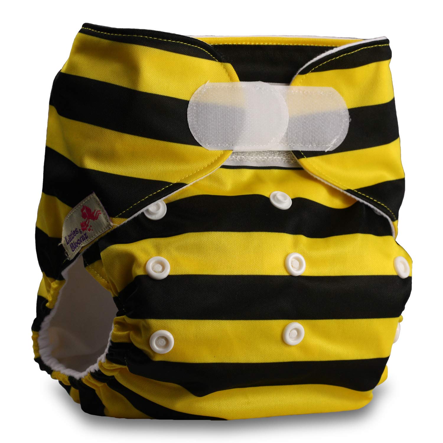 Littles & Bloomz, Reusable Pocket Cloth Nappy, Fastener: Hook-Loop, Set of 1, Pattern 43, with 1 Bamboo Charcoal Insert