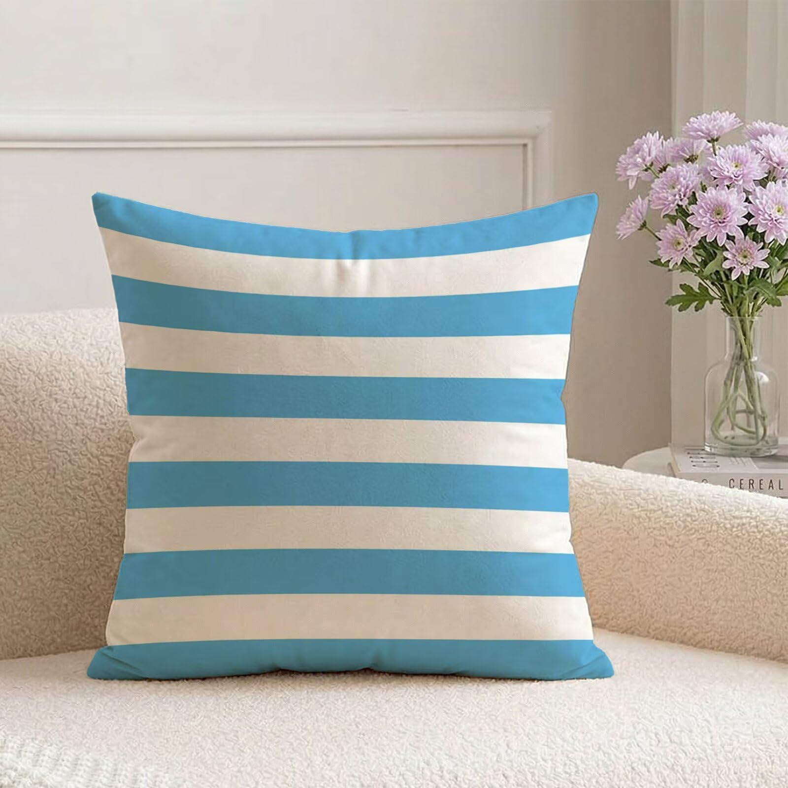 Coussin décoratif rayé 80x80 imperméable pour protéger des taches