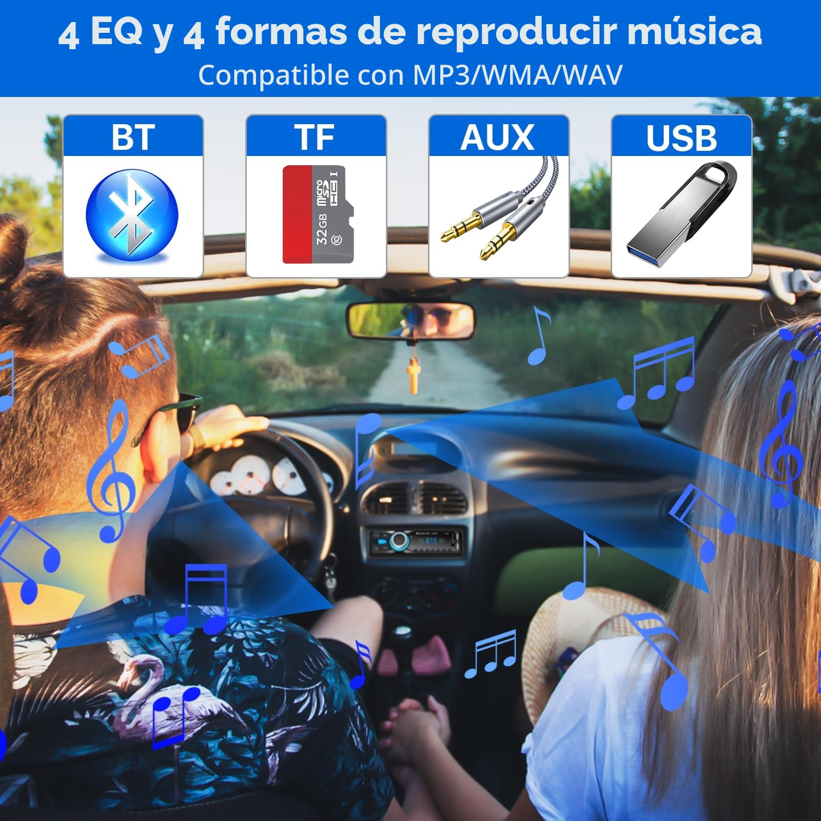 Radio Coche Bluetooth,CENXINY Autoradio Bluetooth1DIN Radio Coche soporta FM/2USB/MP3/AUX/SD/TF/Control Remoto