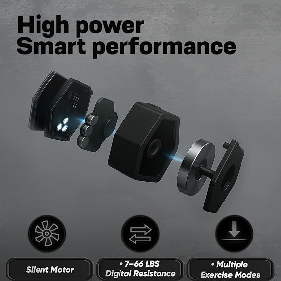 Smart Home Gym - Portable Home Gym Equipment with Digital Resistance 7-66 lbs | Single Motor Electronic Cable Machine for Strength Training | Compact Motorized Adjustable Weight Fitness System