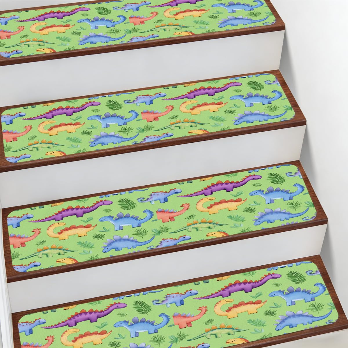 Alfombra antideslizante de 7.8x30 pulgadas con diseño de dinosaurio para niños, 15 uds