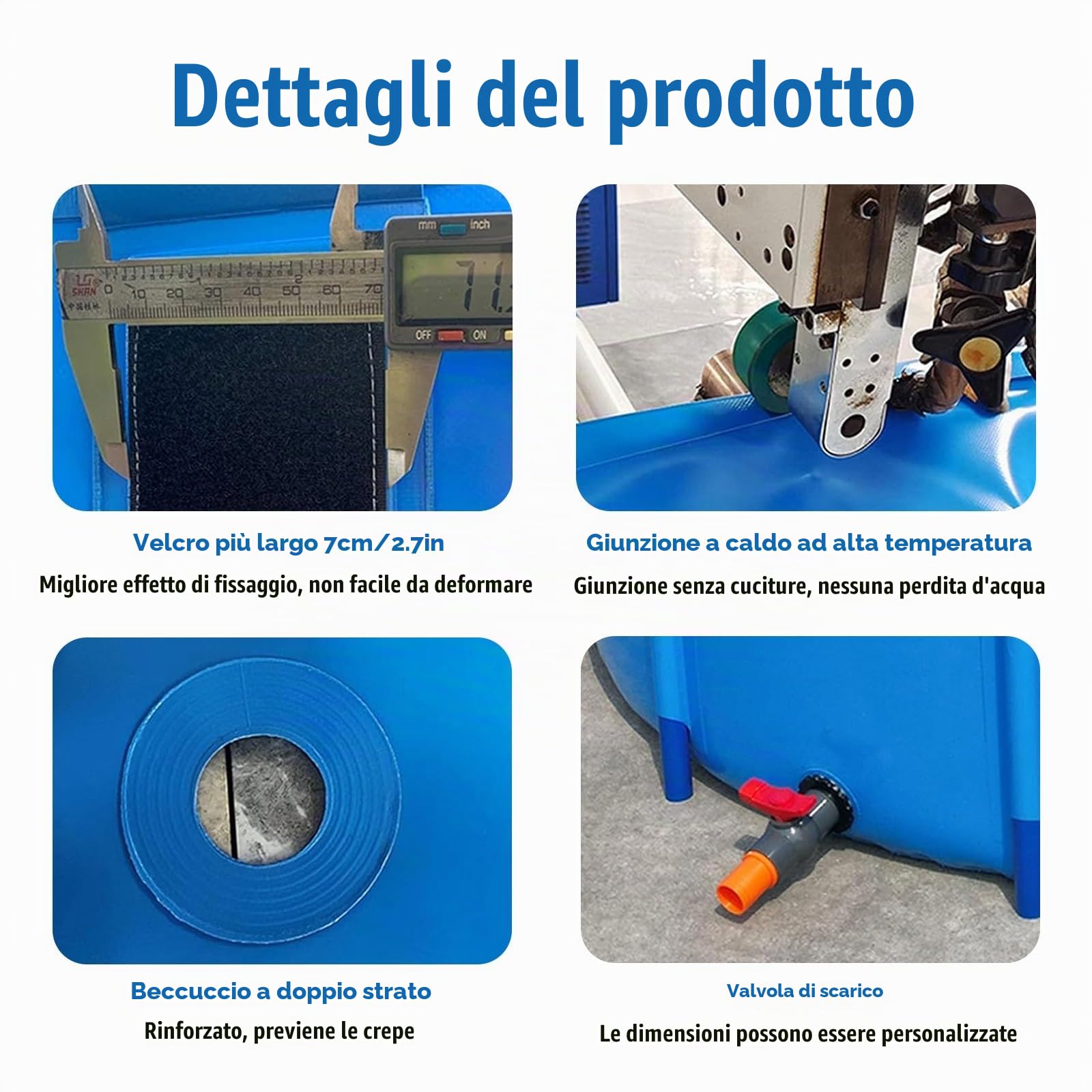 Piscina fuori terra, piscina rotonda esterna con telaio in acciaio, tela in PVC per allevamento ittico, può contenere fino a 498 galloni