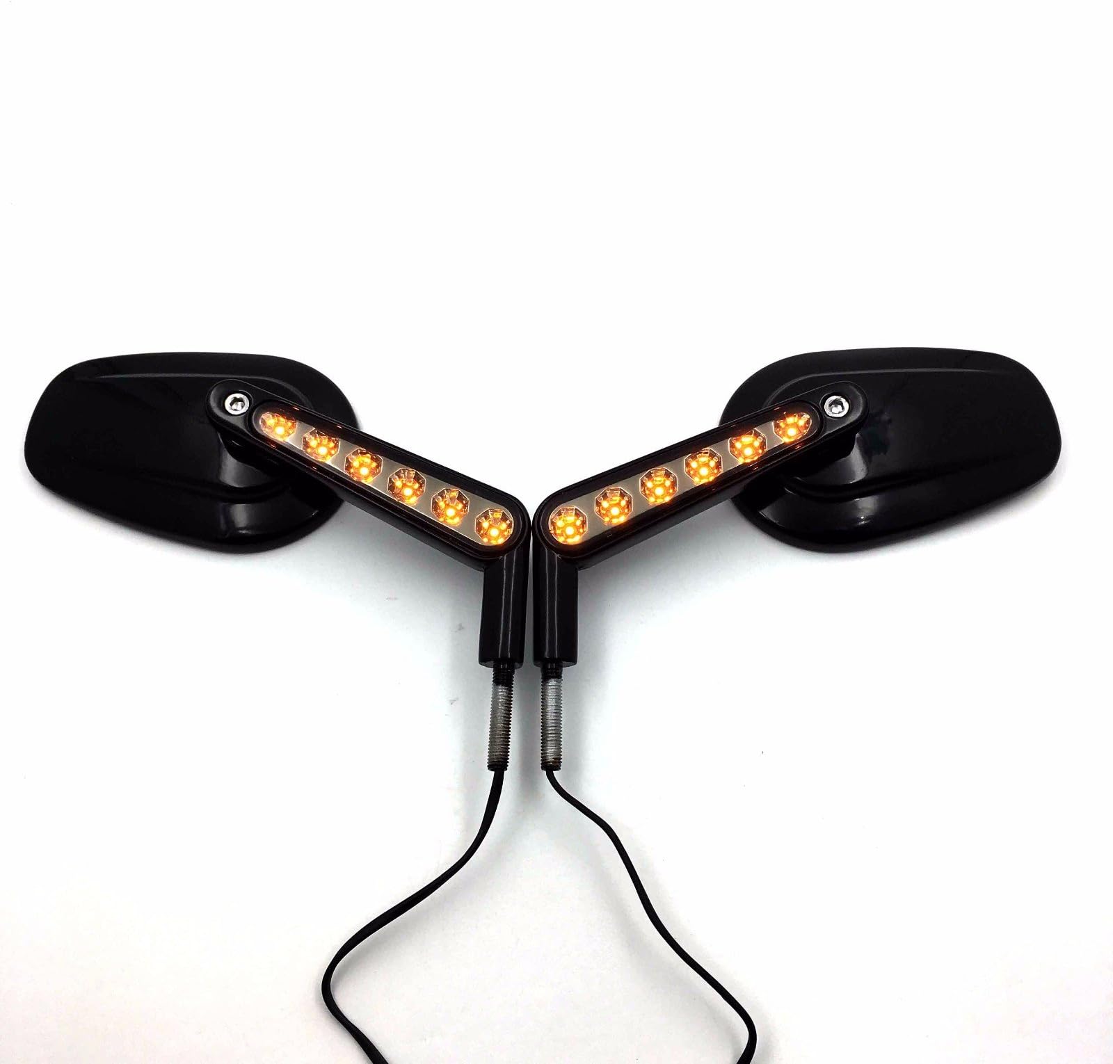 NBX- Black Rear View Left Right Mirrors with LED Stem Compatible with Harley Davidson FLSTC FXDB DYNA FXDF FLSTF