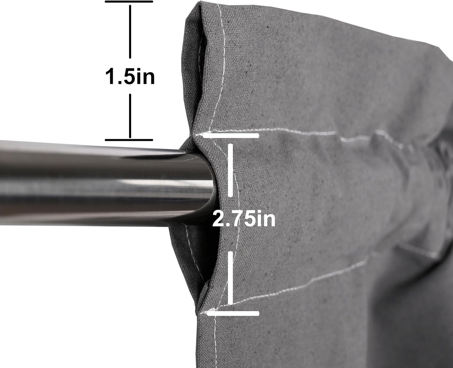 Grey Farmhouse Valance and Shower Curtain with Button Style,Cotton Fabric.