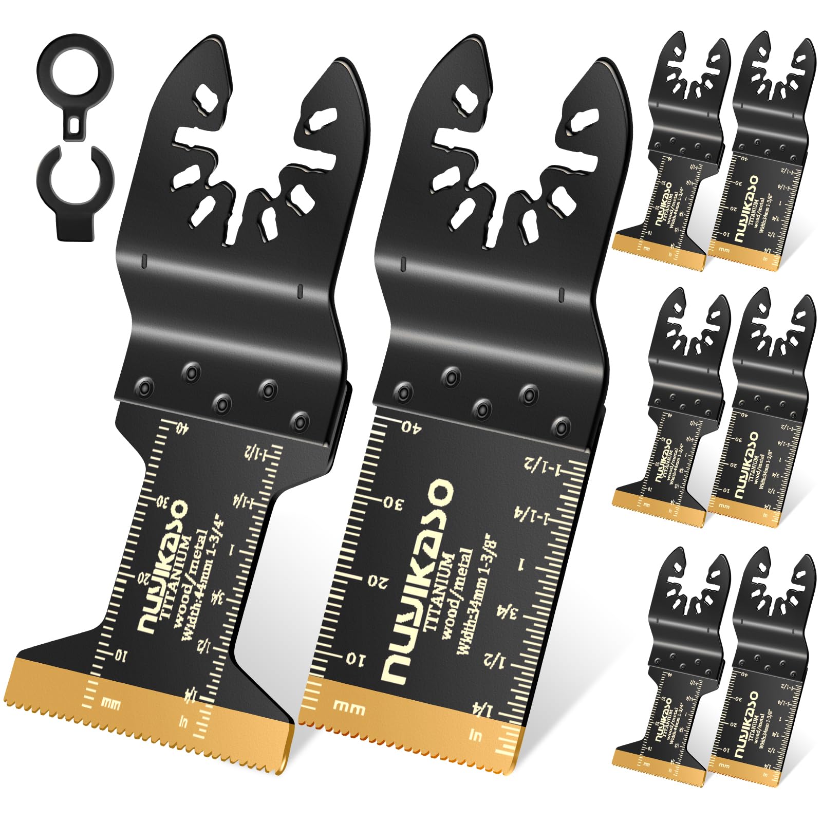 nuyikaso8 Pack Titanium Multi Tool Blades Oscillating Saw Multitool Accessories for Wood Metal Plastic Universal Quick Release Compatible with Fein Multimaster Makita DeWalt Bosch Dremel