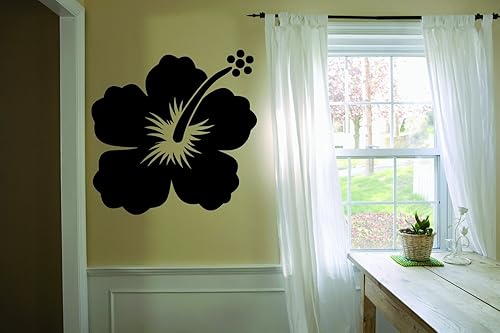 Calcomanía de pared adhesiva flor de hibisco decoración de plantas Tamaño 12 pulgadas x 18 pulgadas - 22 colores disponibles