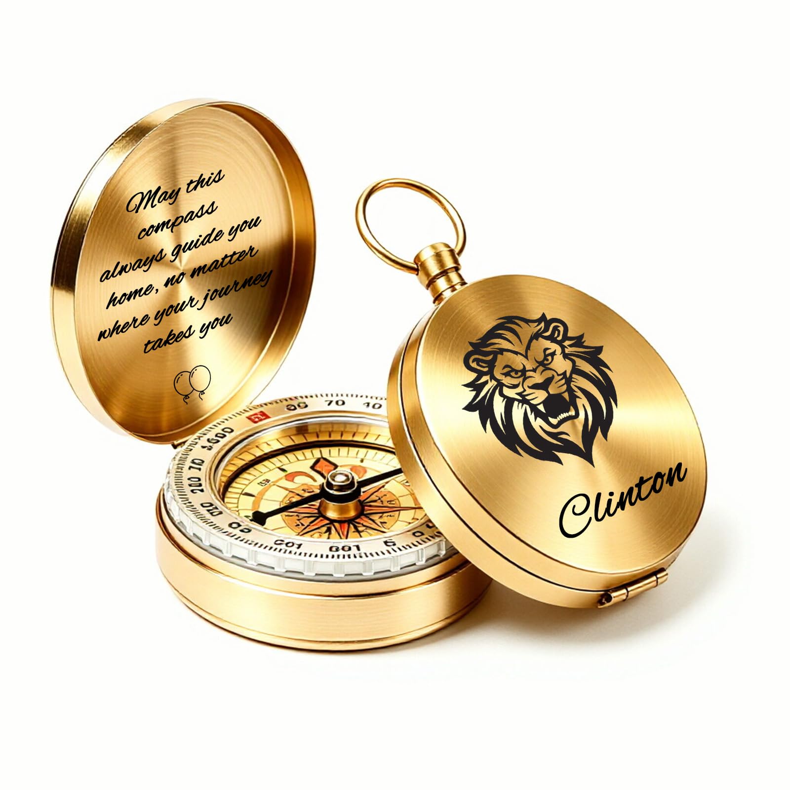 Personalised Engraved Compass for Hiking Survival Custom Pocket Compass With Text/Icon Vintage Compass Gift for Men Women Friend Husband Son (Personalised compass)