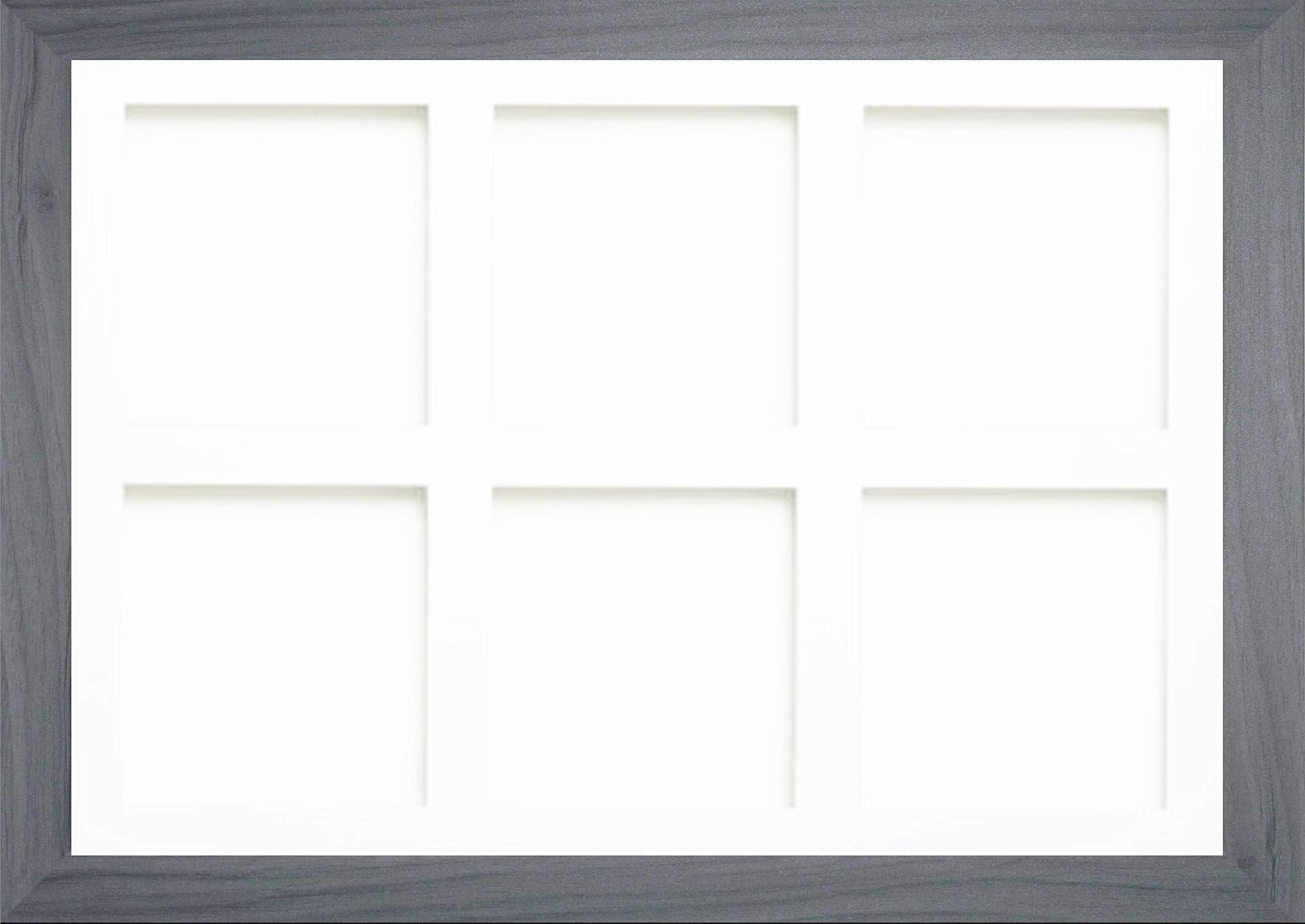 OSUK Limited Grey Multi-Aperture Collage Picture Photo Frame with White Mount & Choice of Mount Design (30x20 For 8x8 x6 Square)