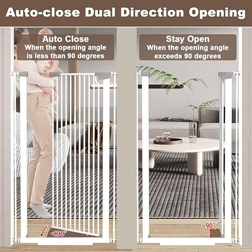 Miniatura 5 de Fairy Baby Puerta para gatos extra alta de 51.18 pulgadas para puerta, ajustable de 29.5 a 32.6 pulgadas de ancho, puerta de perro montada a presión