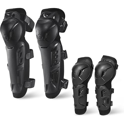 Scoyco 4pcs Motorcycle Knee Shin Guards Black Adjustable Anti-slip Knee Cap Pads Protector Armor for Motocross