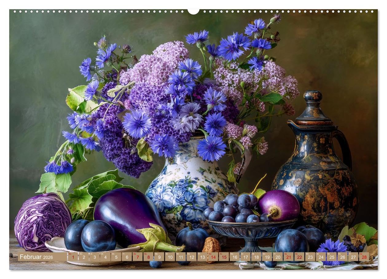 Bloom und Bite. KI mixt Blumen, Obst und Gemüse (hochwertiger Premium Wandkalender 2026 DIN A2 quer), Kunstdruck in Hochglanz: Künstliche Intelligenz ... und digitaler Kreativität. (CALVENDO Kunst)