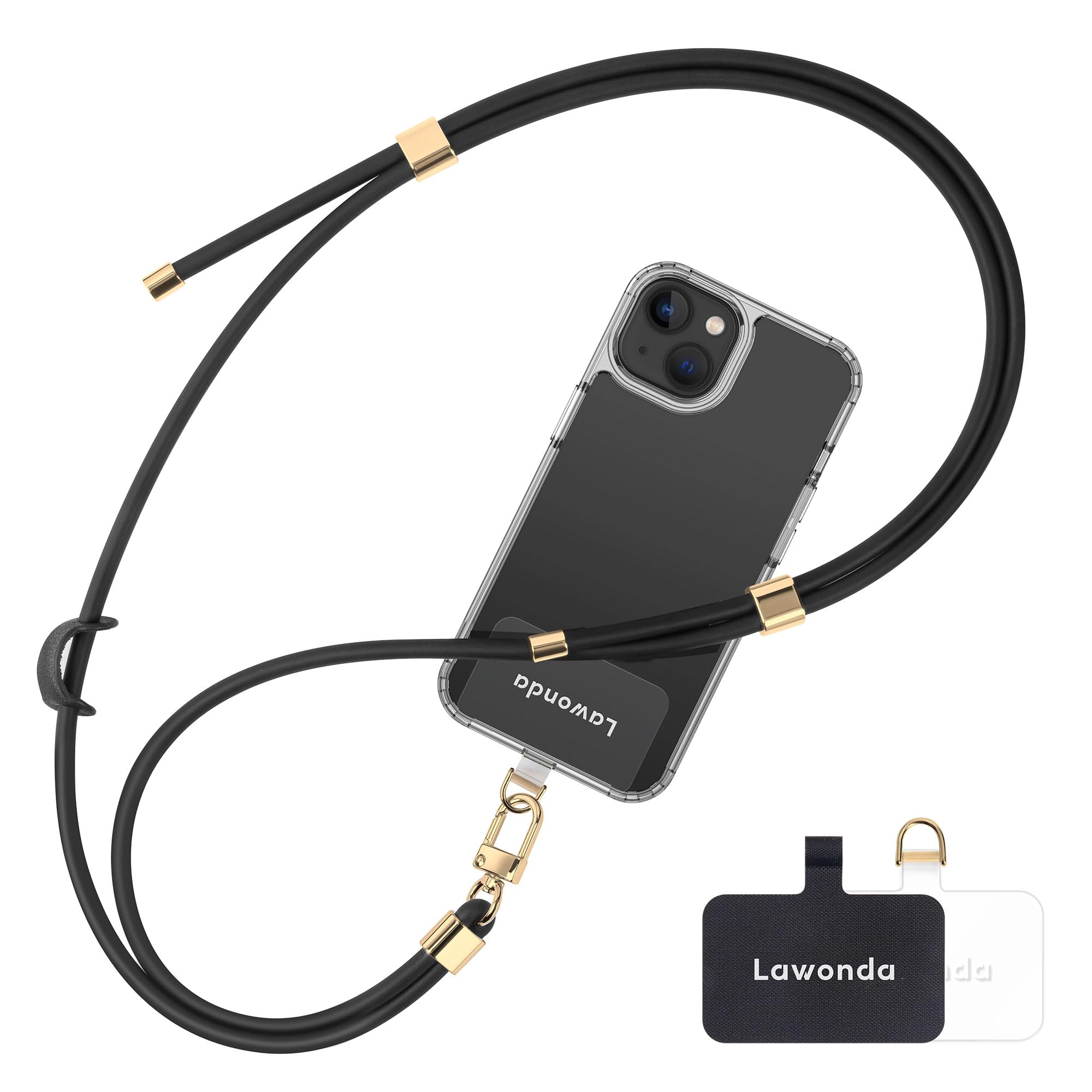 Lawonda Crossbody Anti Lost Phone Lanyard Silicone Waterproof Neck Strap Adjustable Cell Phone Holder with iPhone Tether Tabs for Travel Essentials