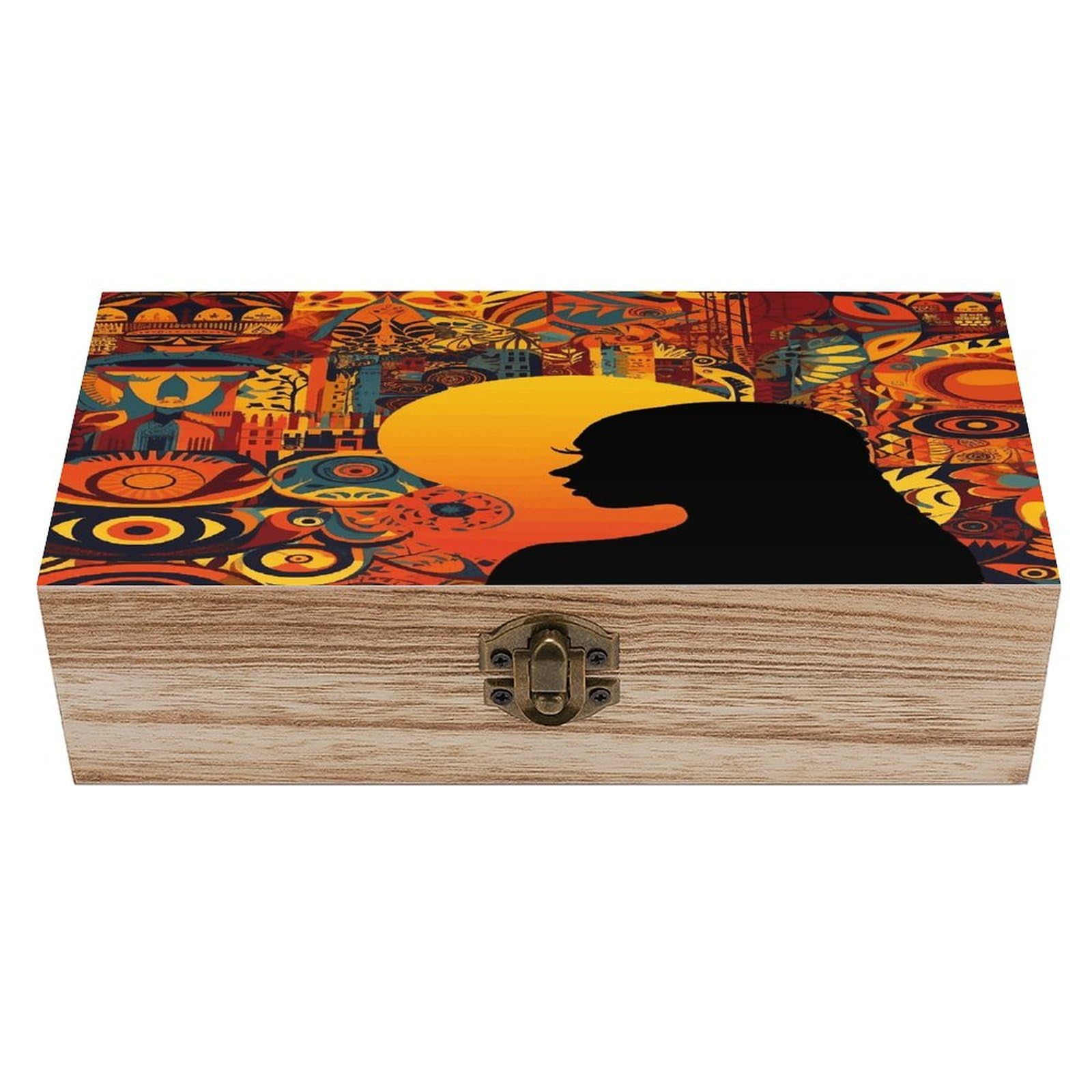 Boîte de rangement en bois colorée le cadeau rétro idéal pour les bijoux d'une fille