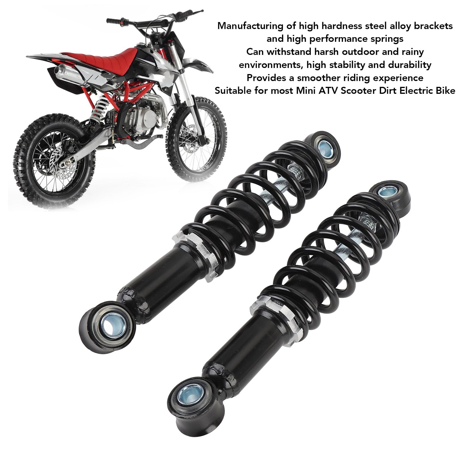 2 Pièces 200mm Amortisseur Arrière de Moto en Alliage D'acier Amortisseur de Suspension à Ressort Haute Performance pour Vélo électrique Scooter ATV
