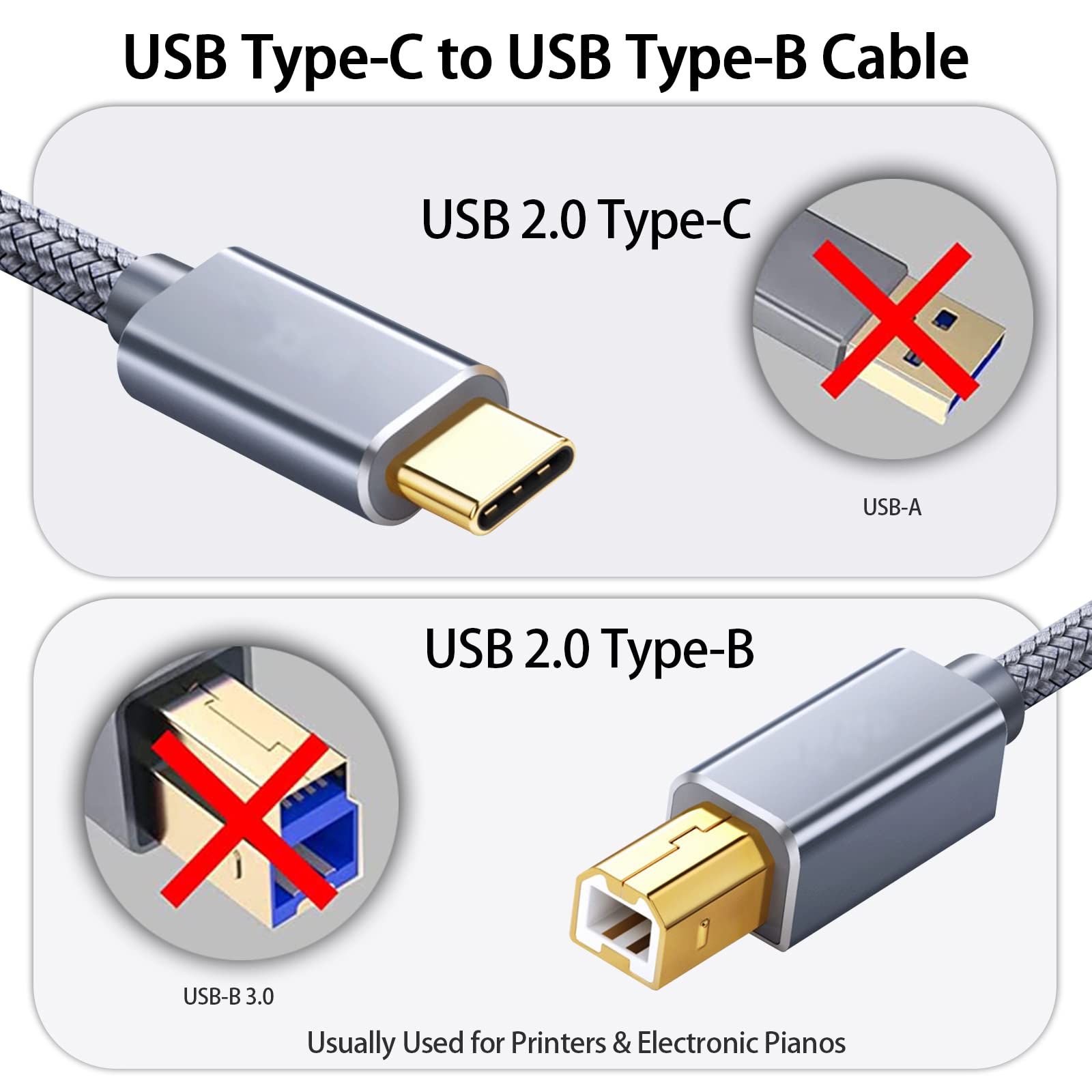 C2G Cavo USB C per stampante, da USB-C a USB-B 2.0