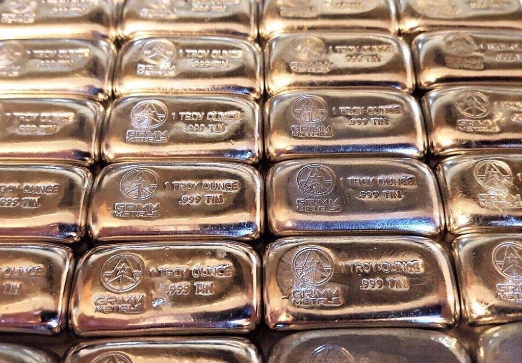 Sammlung von Zinnbarren (Sn) verschiedener Gewichte: (Zinnbarren 1oz)