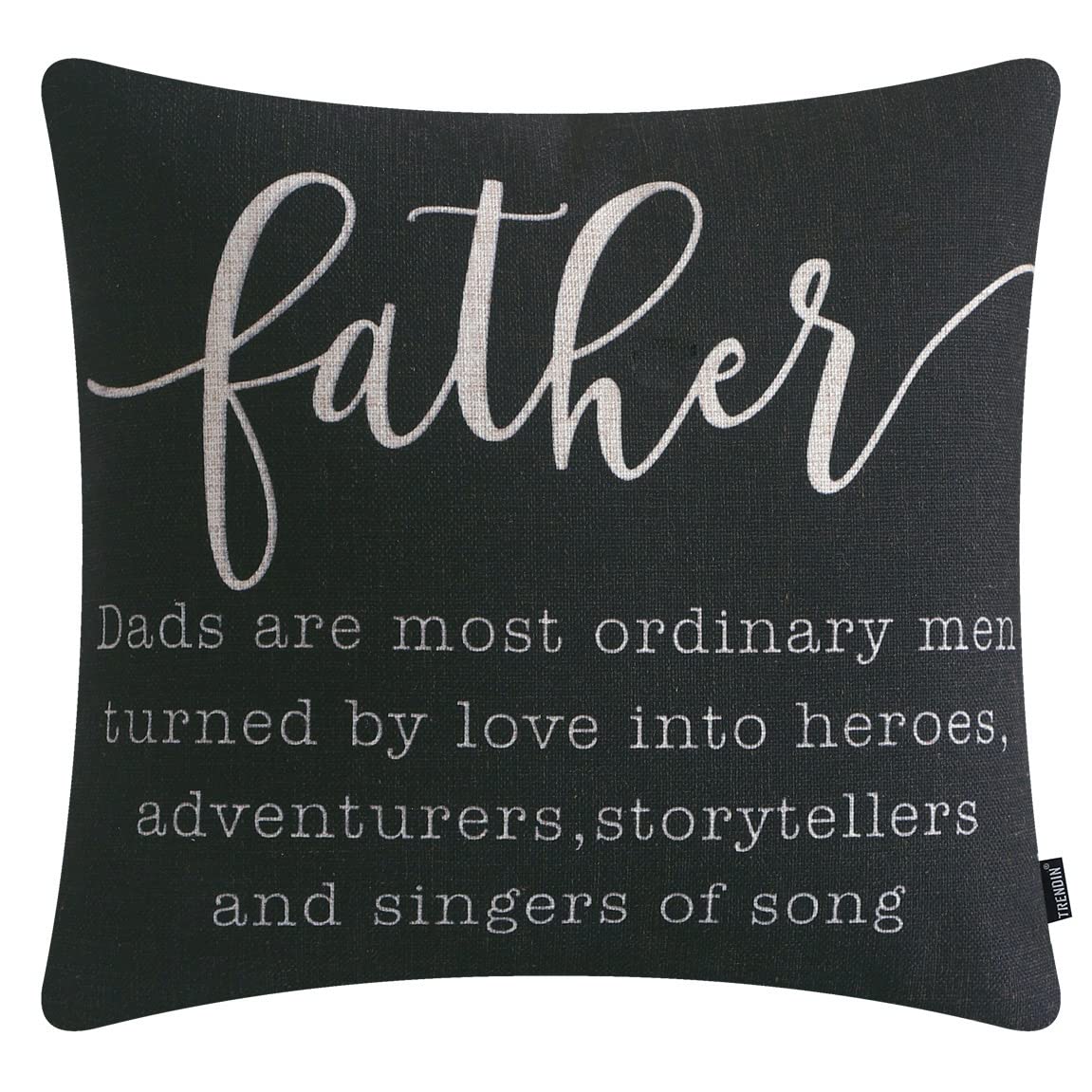 TRENDIN Fathers Day Pillow Covers 18x18 Inch Happy Fathers Day Father Gifts Decorative Pillow Cover for Couch Sofa Square Black PL1002TR