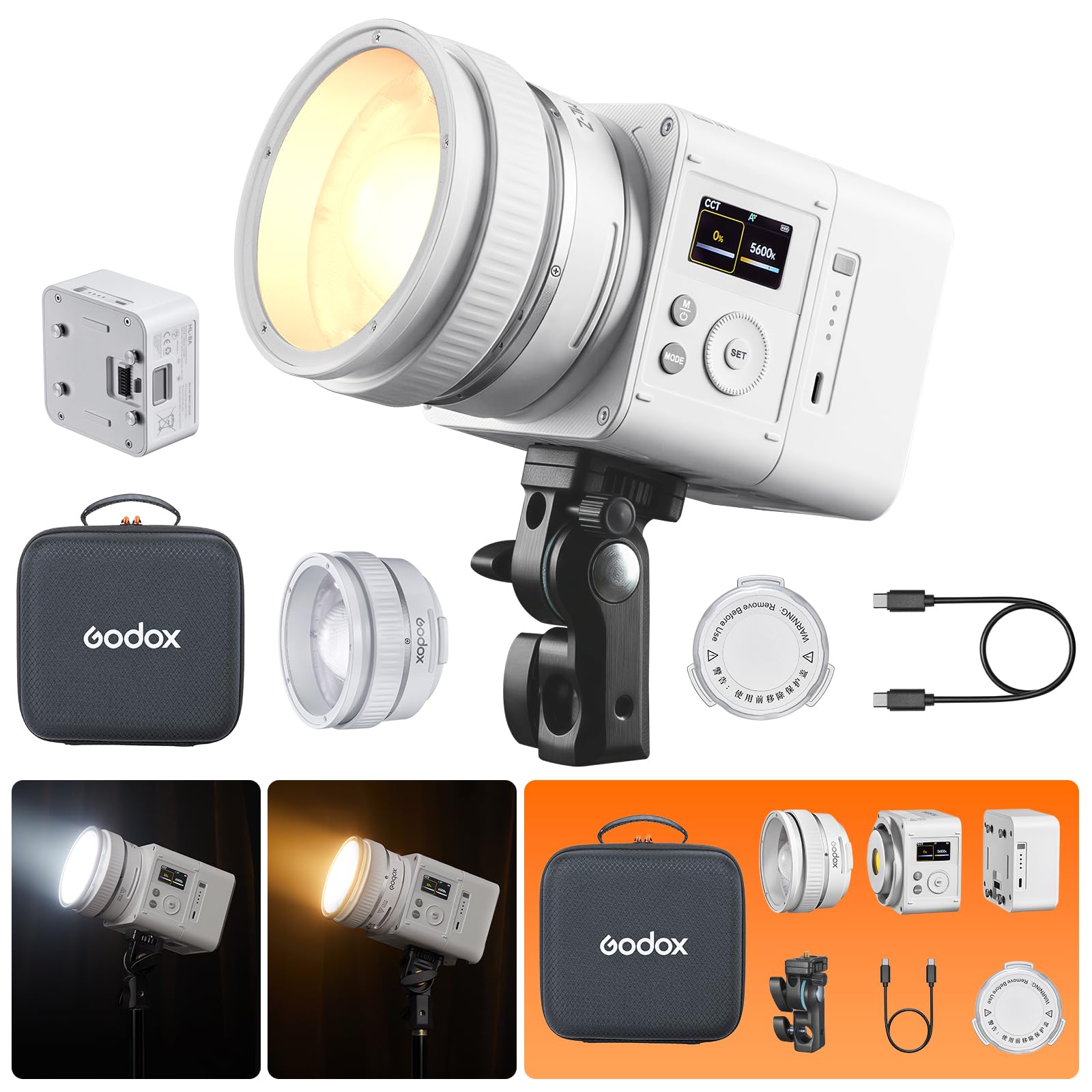 GODOX ML80Bi Luce video a LED con batteria Bi-Color 2800-6500K CRI/TLCI 96+ Luce continua Sistema magnetico a montaggio rapido 11 Effetti FX 0-100% Dimming per la luce di videoregrafia per vlogging e
