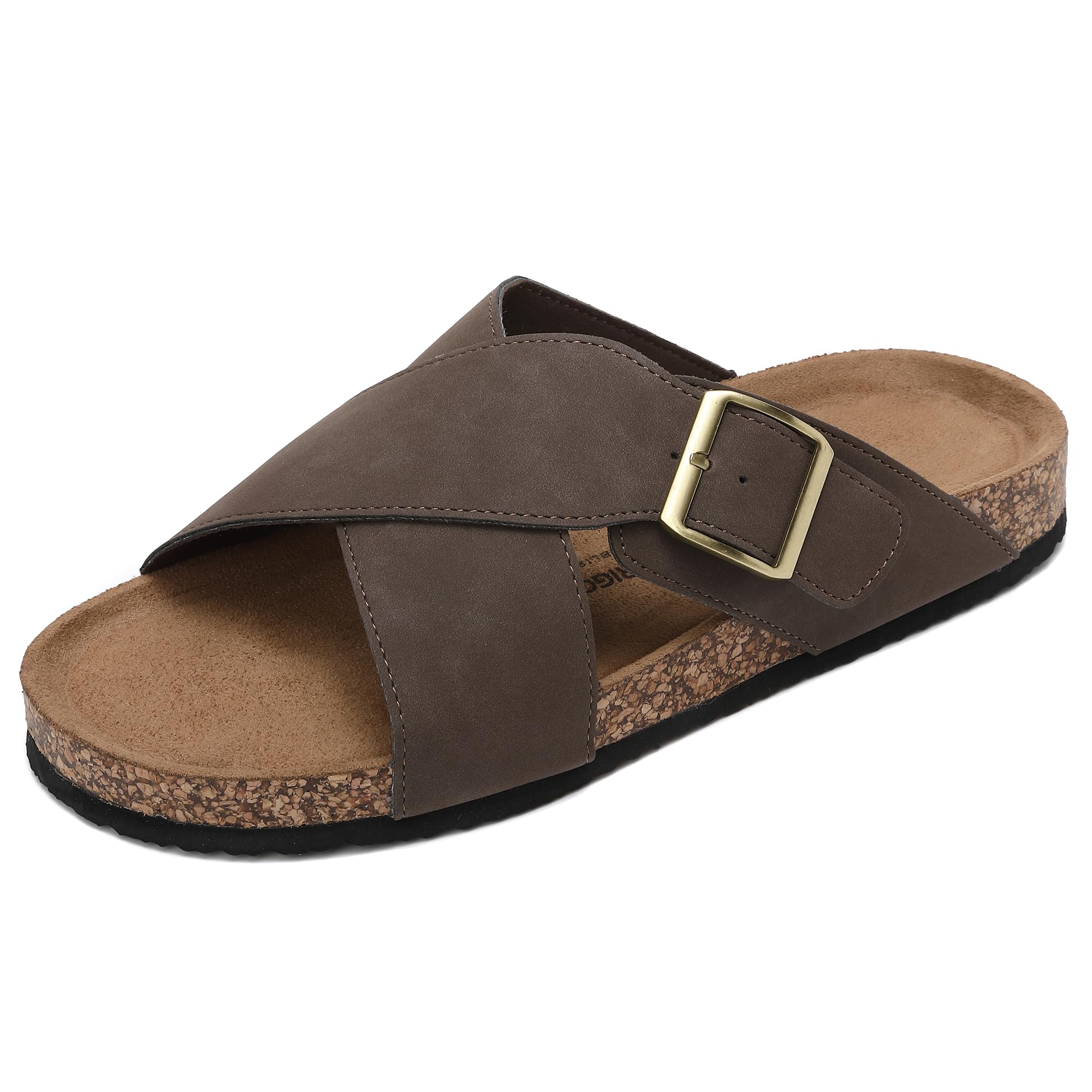ARRIGO BELLO Mules Sandalias para Hombre Piel Zapatillas Antideslizantes Sandales Ajustables para Exteriores Correas Metálicas Talla 41-46