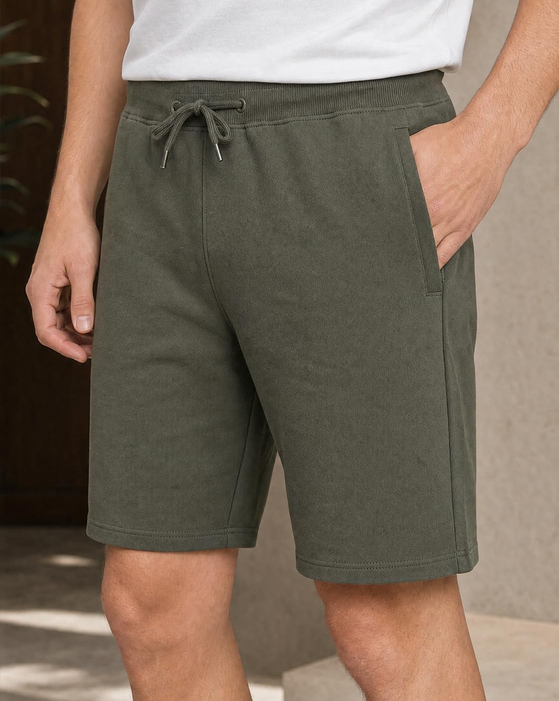 Nobero Zip Pocket Regular Fit Shorts for Men(1M-BWSH-R0036-OG3_Olive Green_M) 2