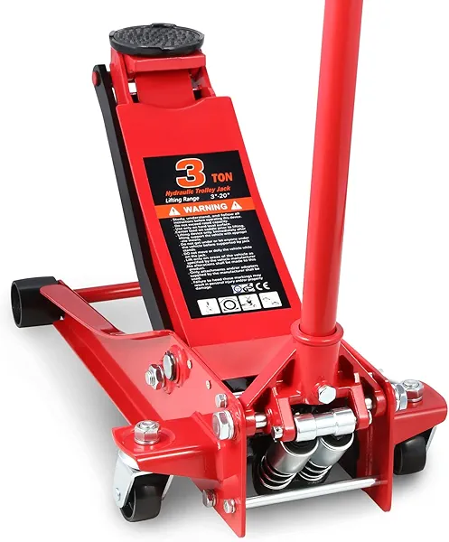 DNA MOTORING TOOLS-00235 Low Profile Hydraulic Trolley Service/Floor Jack, 3 Ton (6000 lbs) Capacity, Lifting Range 3"-20"