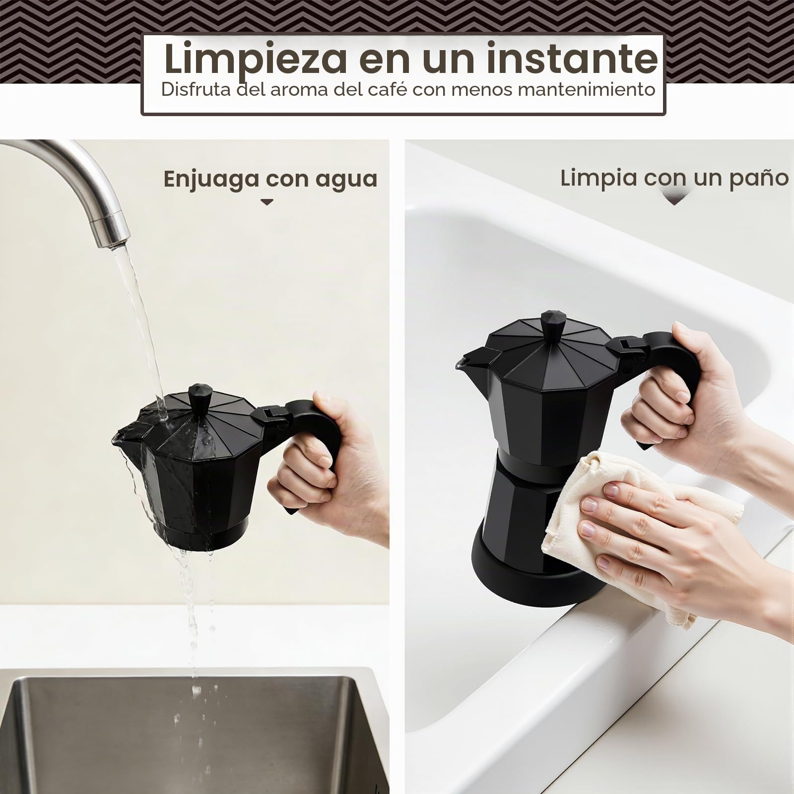 Cafetera eléctrica moka de 480 W, 300 ml, cafetera espresso para 6 tazas, moderna cafetera de aluminio negro para amantes del café