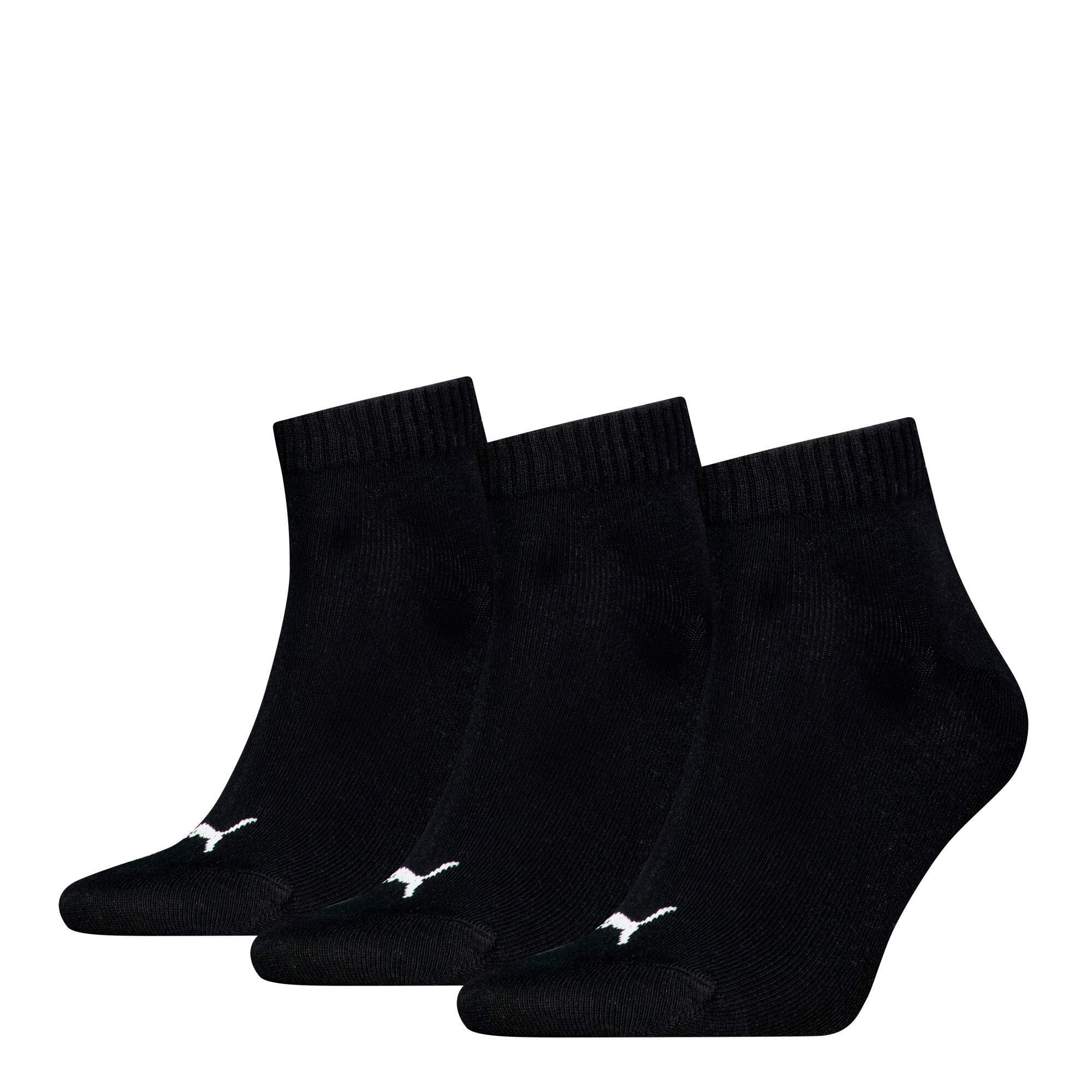 Puma Unisex Black Sports Ankle Trainer Socks Quarters (3 Pair Packs) Everyday Comfort - Uk 12-14