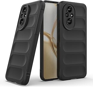 جراب حماية خلفي سيليكون شديد التحمل بتصميم رفيع وواقي ناعم ومرن ومضاد للصدمات من البولي يوريثين الحراري الممتص للصدمات مع حماية للكاميرا لموبايل هونر 200 شبكة الجيل الخامس 5G من دلع موبايلك، أسود