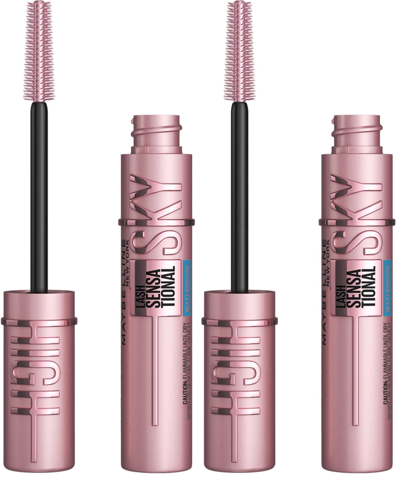 Maybelline New York Waterproof Mascara, Lengthening & Volumizing Mascara, With Bamboo Extract & Fibres, Lash Sensational Sky High, Very Black, 6ml (Pack of 2)-image-18