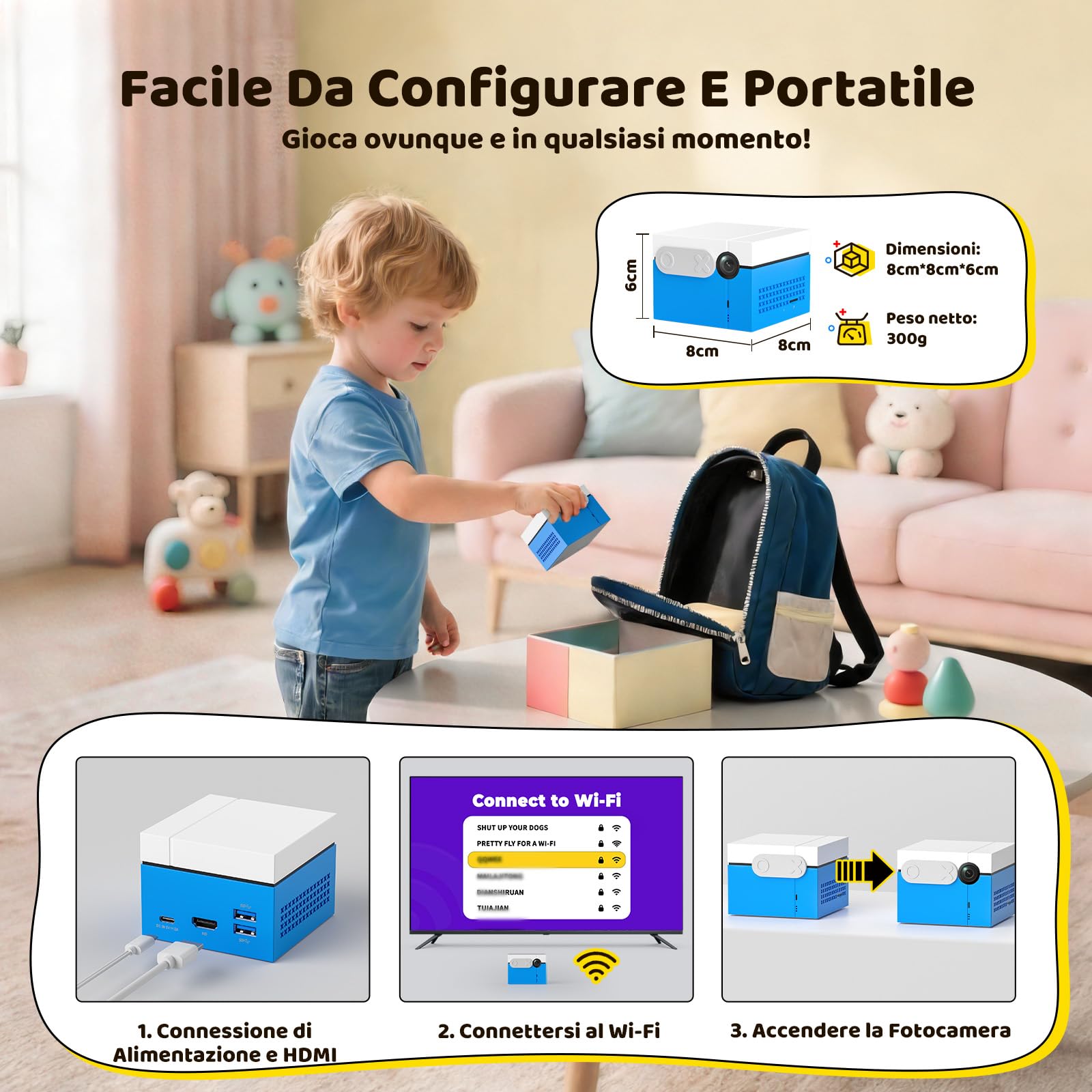 KINHANK MotionX Console di Gioco per Bambini e Famiglie, Console Videogiochi AI con Rilevamento del Movimento con Oltre 40 giochi Interattivi, Aggiornamenti Mensili, Plug & Play, Giocattolo Regalo
