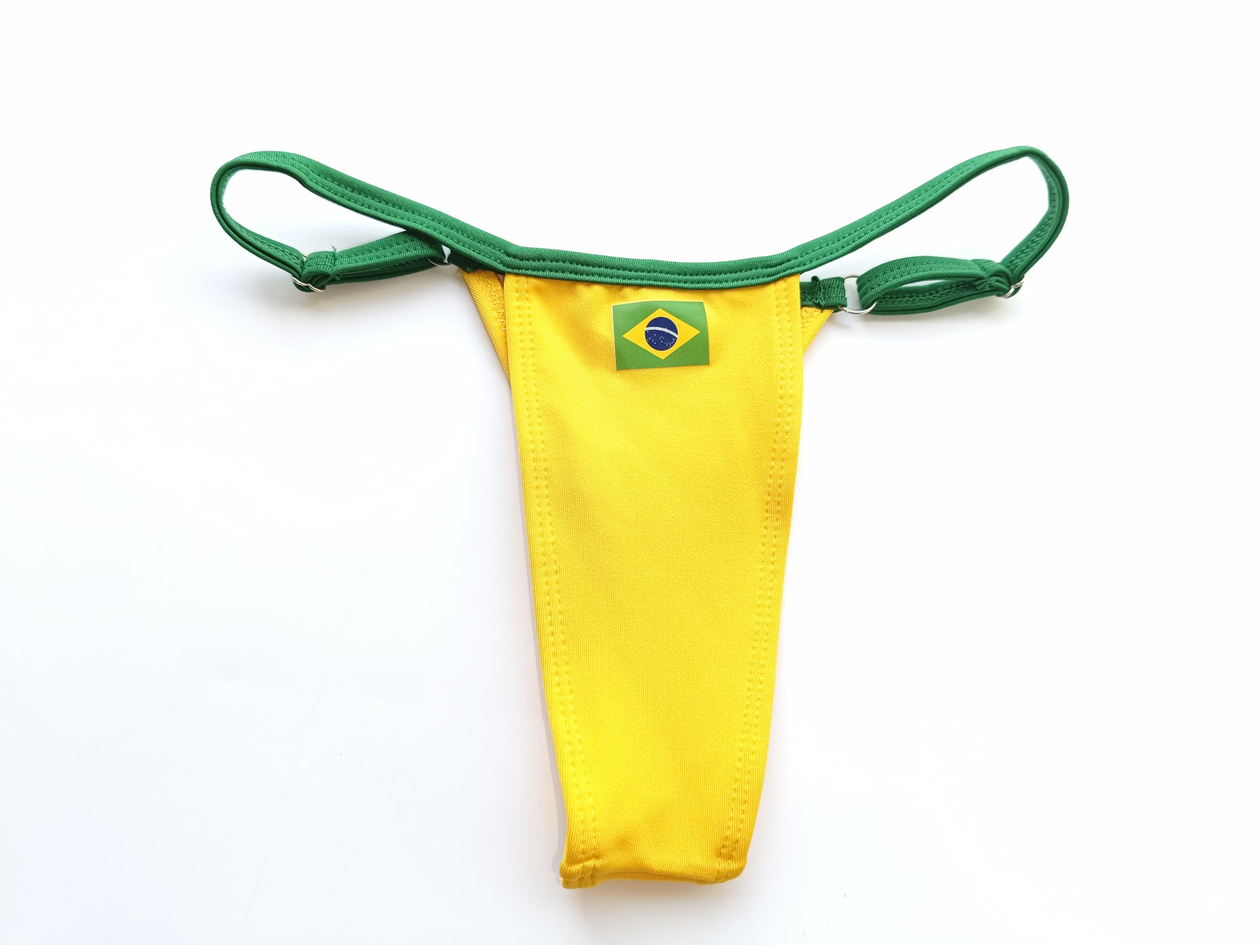 Bikini brésilien sexy avec micro string fio dentaire, vert et jaune, coupe ajustée