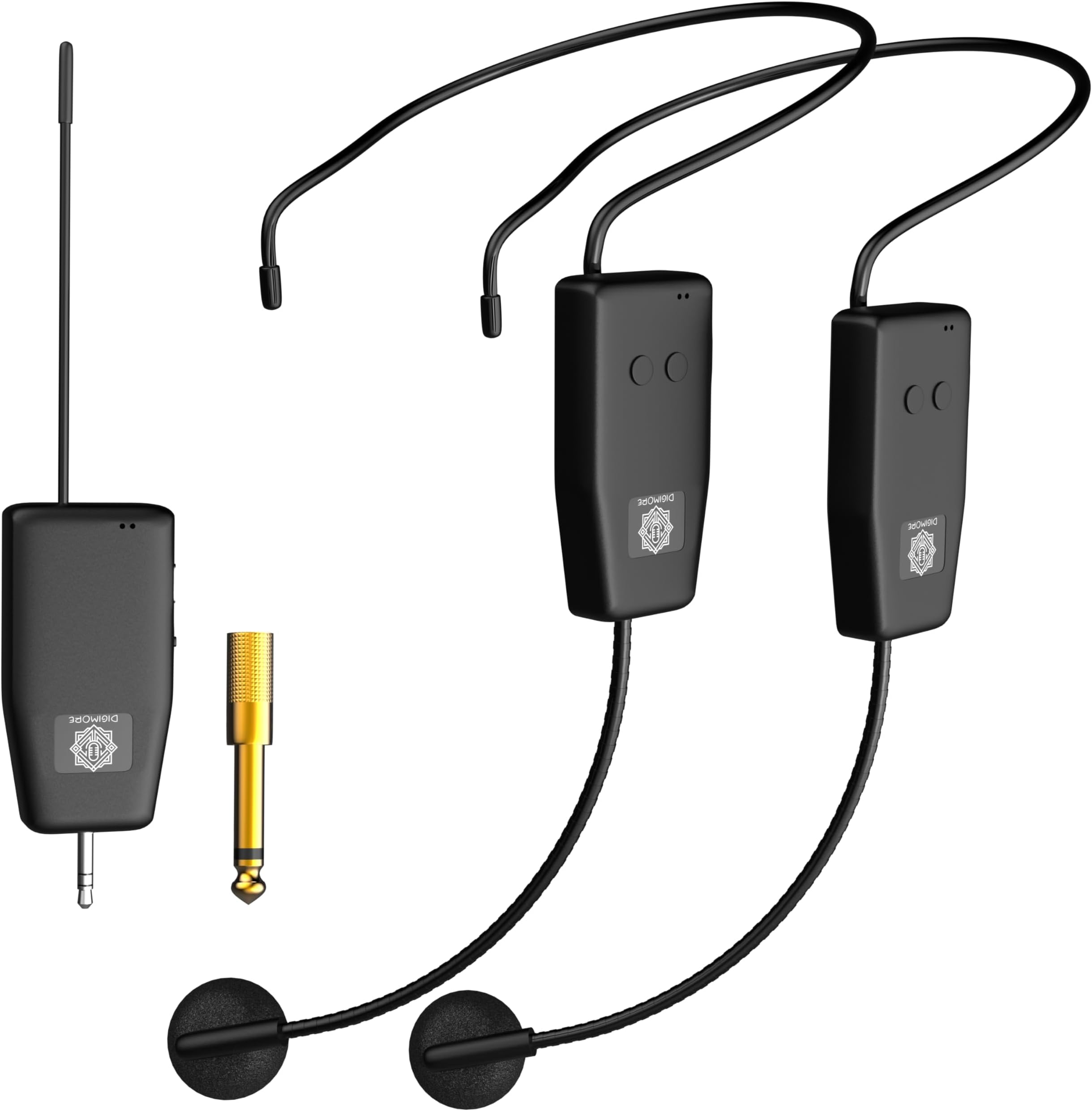 DIGIMORE Wireless Microphone System for 2 People, 2400 MHz Dual Wireless Headset Mics Ideal for Speakers, Voice Amplifier, PA System, Teacher, Tour Guides, Fitness Instructor and Many More (D-352)