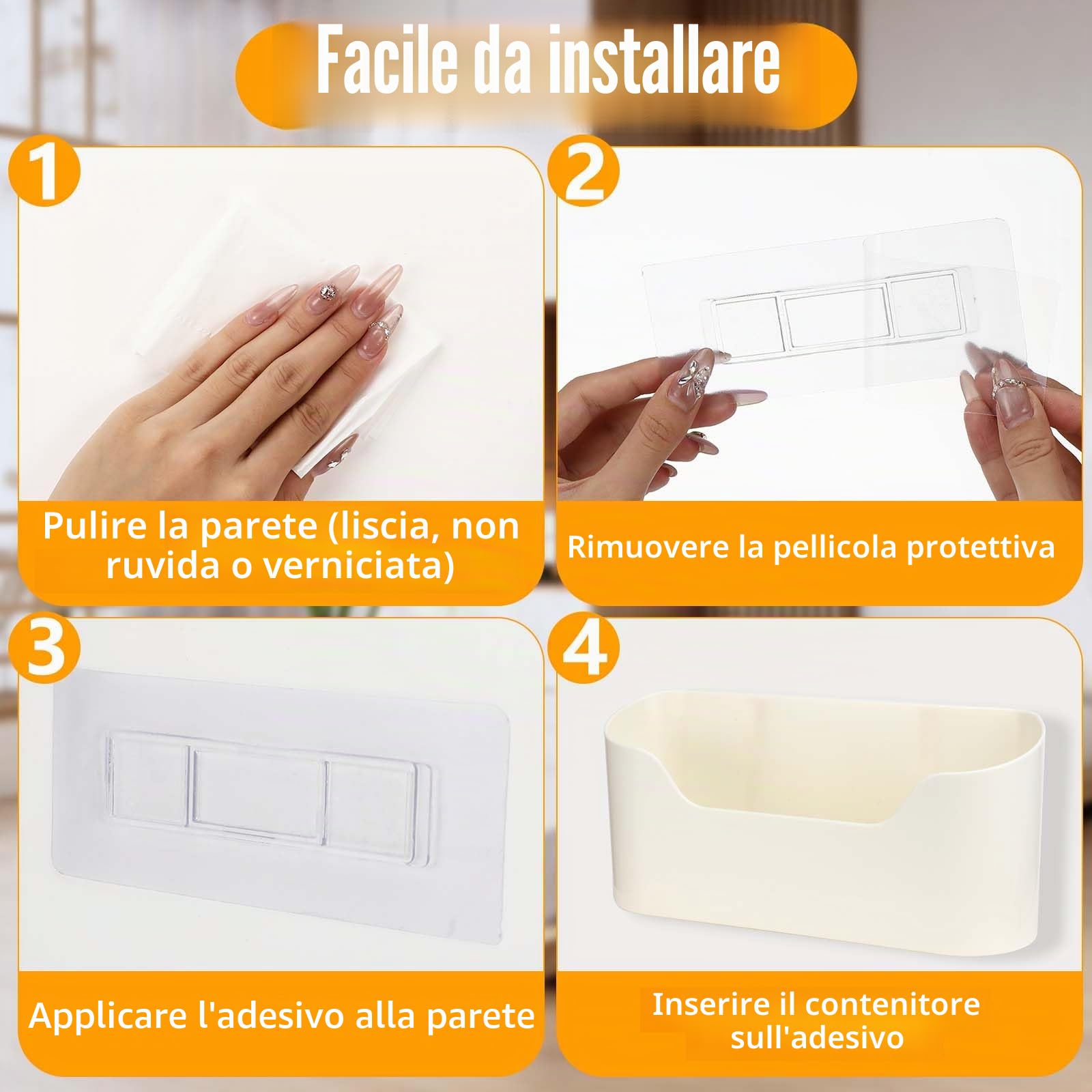 Auauraintt Set da 2 contenitori autoadesivi per porta di armadio da cucina, per armadio, bagno, frigorifero, oggetti piccoli, contenitore di stoccaggio
