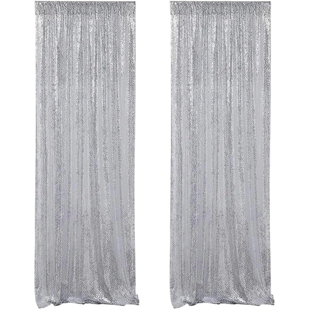 Danlai 2 Panels Sequin Backdrop Curtain, Glitter Drape for Wedding Birthday Baby Shower and Sparkly Scene Decoration